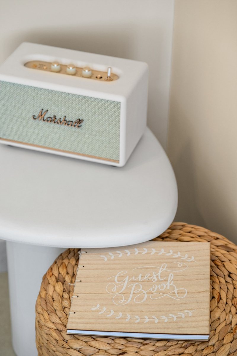 Marshall-speaker en gastenboek